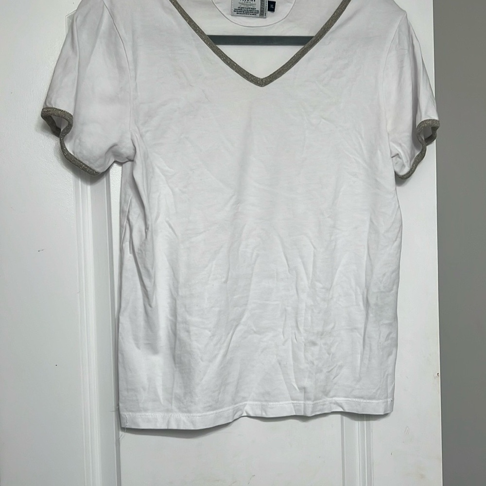 White V-Neck Women's Top